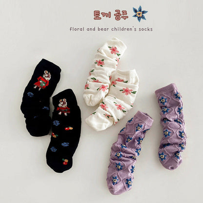 3 Pairs Girls Flower Cartoon Accessories Socks Wholesale