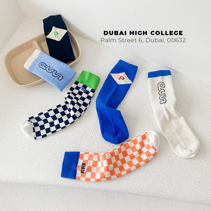 3 Pairs Unisex Letters Checked Accessories Socks