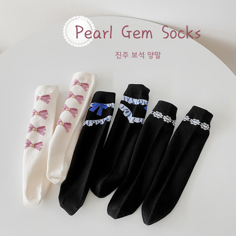 3 Pairs Girls Bow Accessories Socks Wholesale