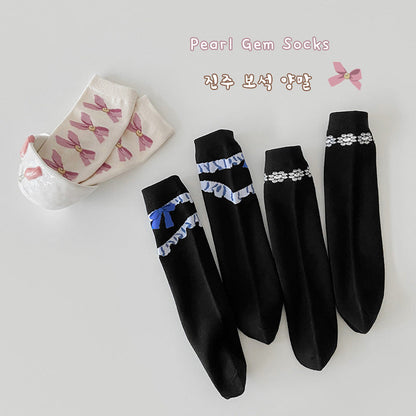 3 Pairs Girls Bow Accessories Socks Wholesale