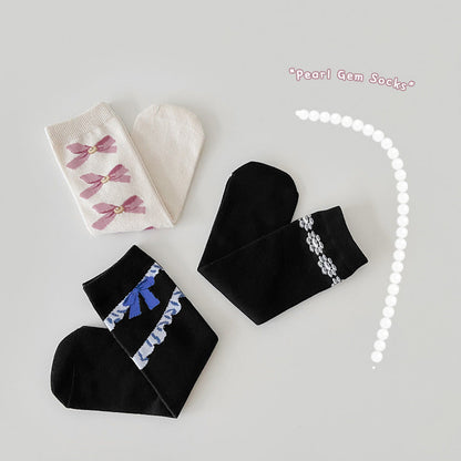 3 Pairs Girls Bow Accessories Socks Wholesale