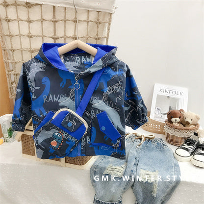 2 Pieces Set Baby Kid Boys Cartoon Print Jackets Outwears