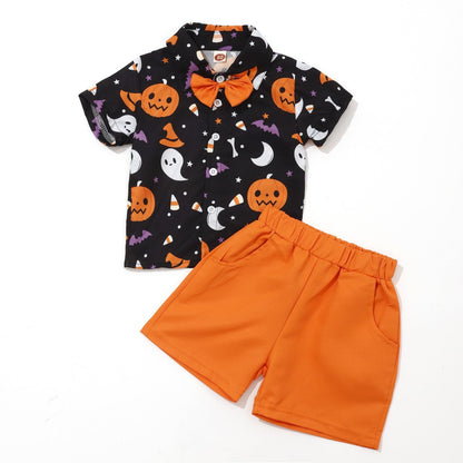 2 Pieces Set Baby Kid Boys Print Shirts And Shorts Wholesale