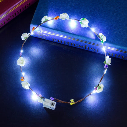 Wholesale of Wooden Luminous Flower Wreath Hairbands