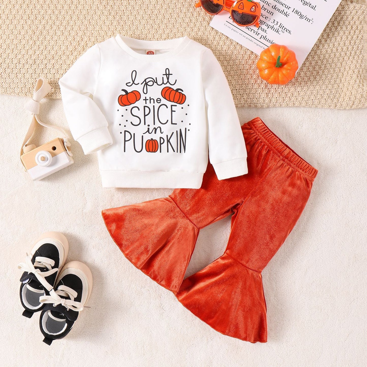 2 Pieces Set Baby Kid Girls Halloween Letters Tops And Pants