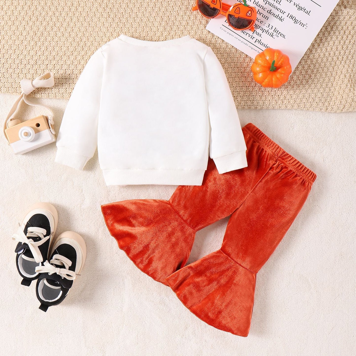 2 Pieces Set Baby Kid Girls Halloween Letters Tops And Pants