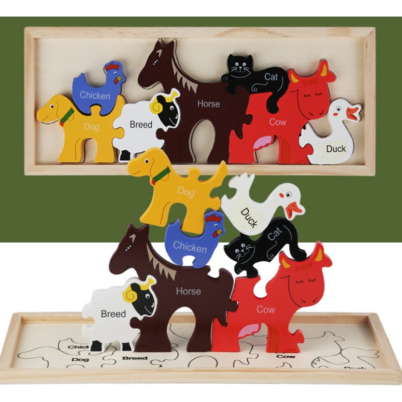 Wholesale of Children's Wooden Matching Puzzle Block Puzzle Toys