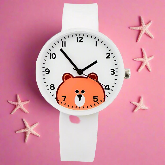 Analog Girl's Watch With Shy Bear Dial