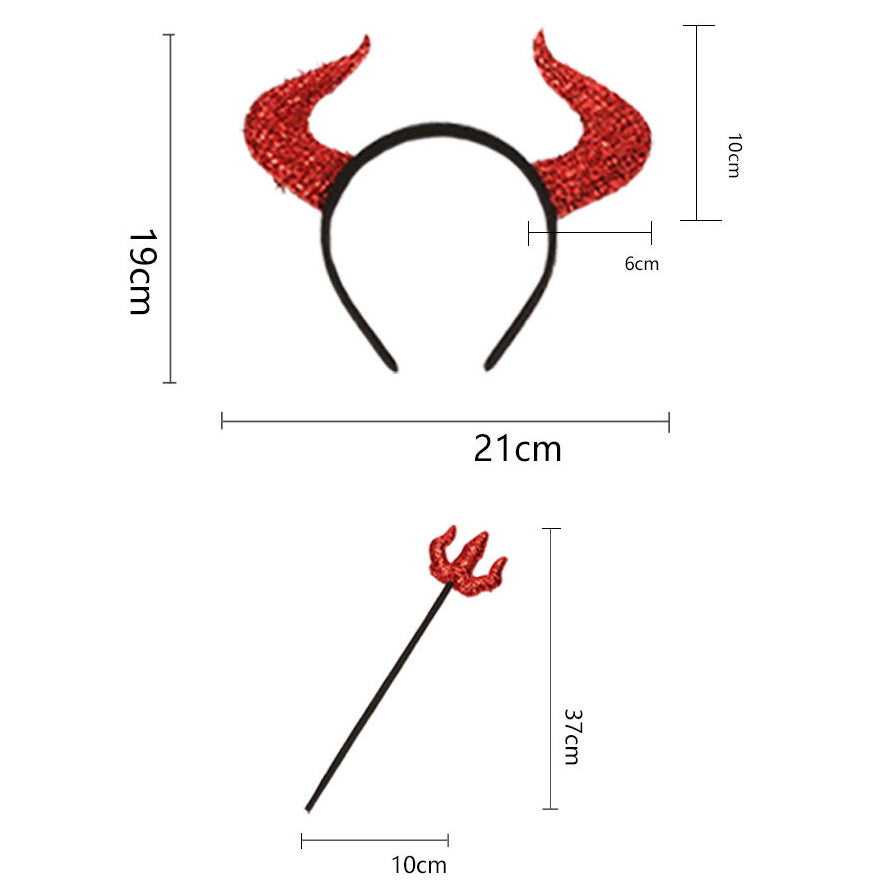 2 Pack Kid Girl Halloween Red Sequins Headband With Horn