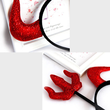 2 Pack Kid Girl Halloween Red Sequins Headband With Horn