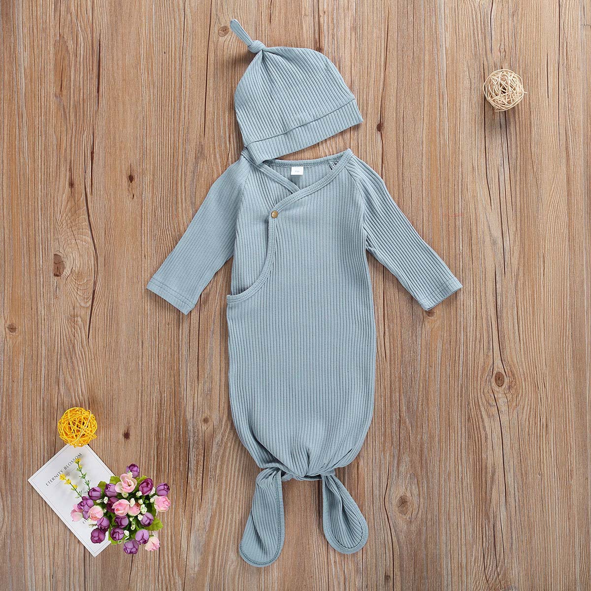 2 Pieces Baby Plain Ribbed Sleeping Bag With Hat Wholesale 23855333