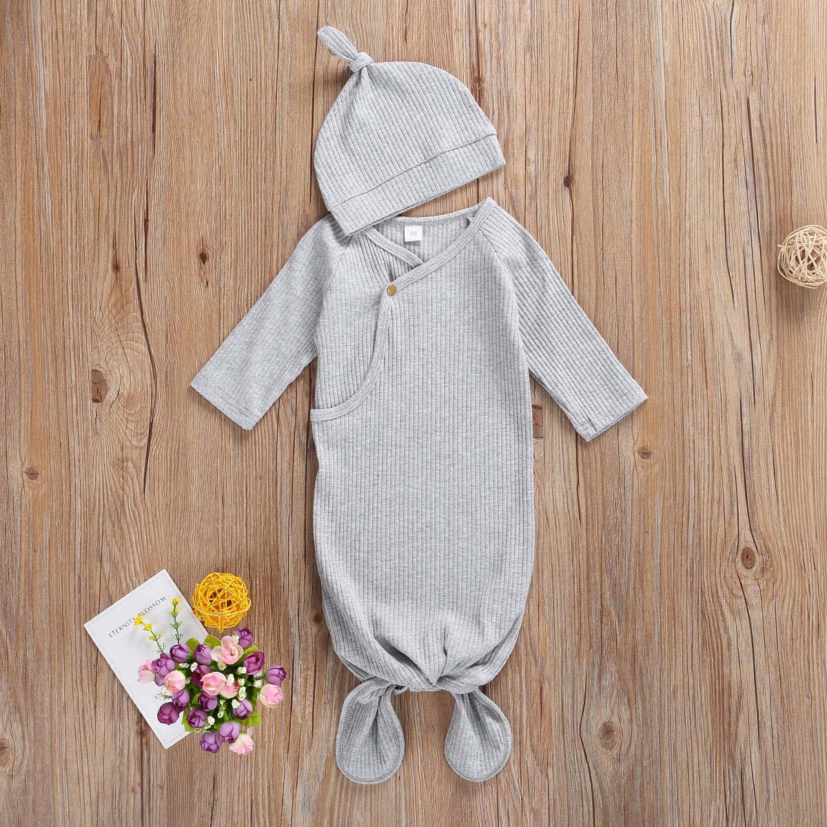 2 Pieces Baby Plain Ribbed Sleeping Bag With Hat Wholesale 23855333