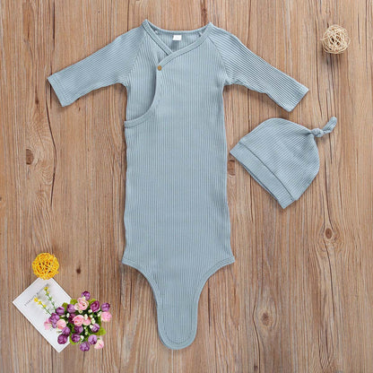 2 Pieces Baby Plain Ribbed Sleeping Bag With Hat Wholesale 23855333