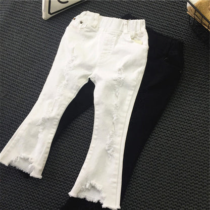 Wholesale Polyester Ripped Flared Jeans