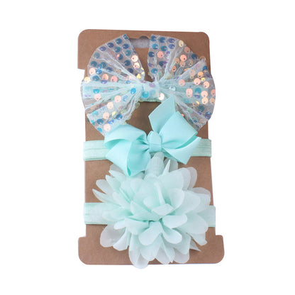 3-Pack Girl Bow Sequins Mesh Headbands