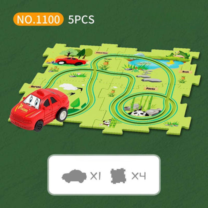 Wholesale Plastic DIY Puzzle Track Car, 3-6 Years Old, Multi-functional Assembly Car, Automatic Track