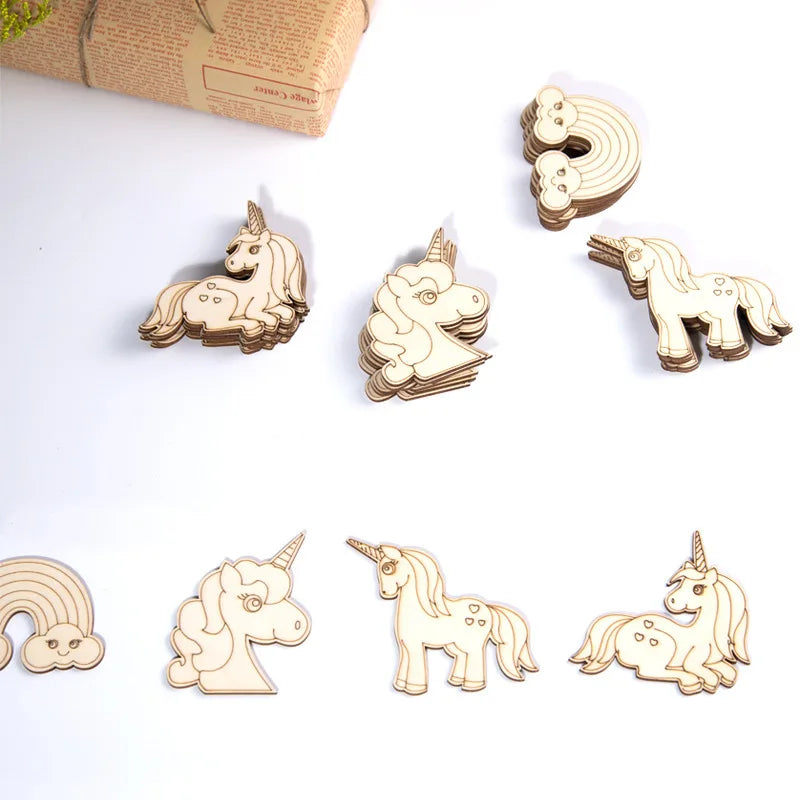 10pcs/set Unicorn Wooden DIY Painting Kit