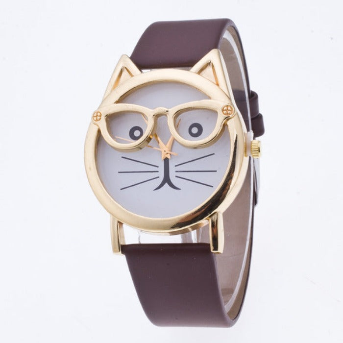 Analog Girl's Watch With Studio Cat Dial