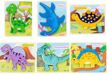 Wooden Dinosaur 3D Puzzle Jigsaw Set for Kids