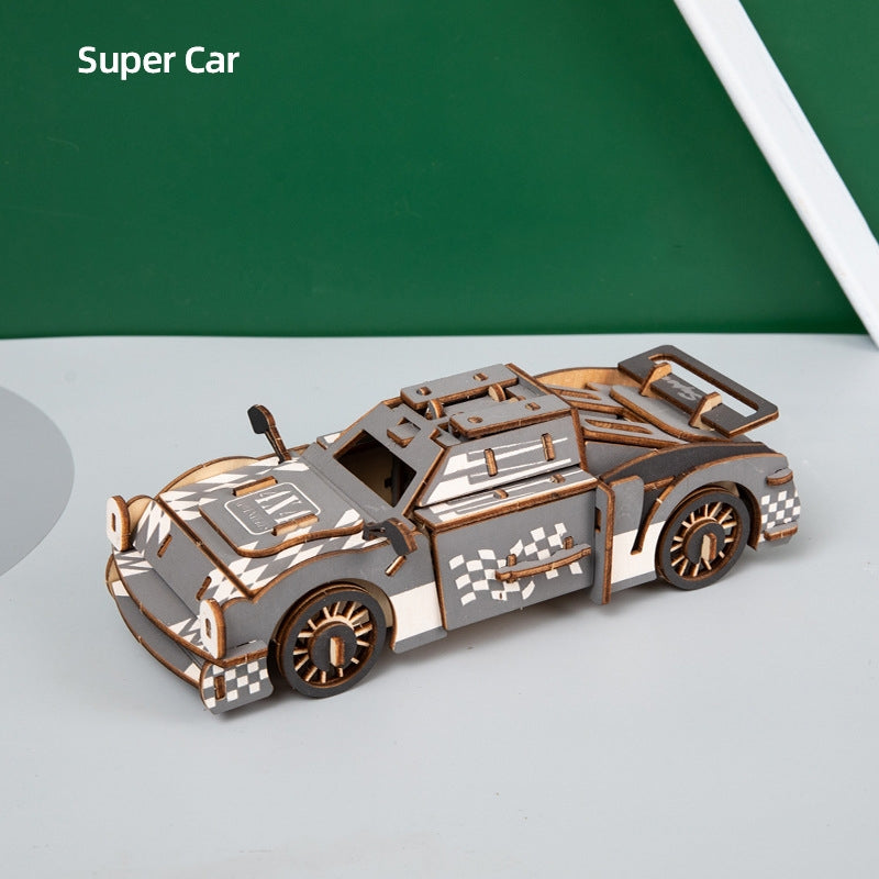 Wooden 3D Puzzle Car Educational Toy for Kids