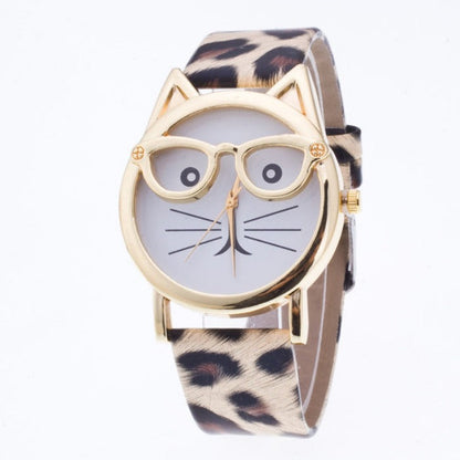 Analog Girl's Watch With Studio Cat Dial