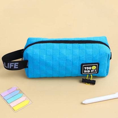 2024 Winter New Pencil Case Large Capacity Simple Solid Color Polyester Fiber Pencil Case