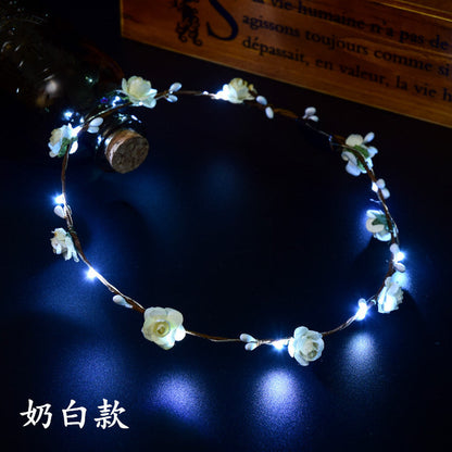 Wholesale of Wooden Luminous Flower Wreath Hairbands