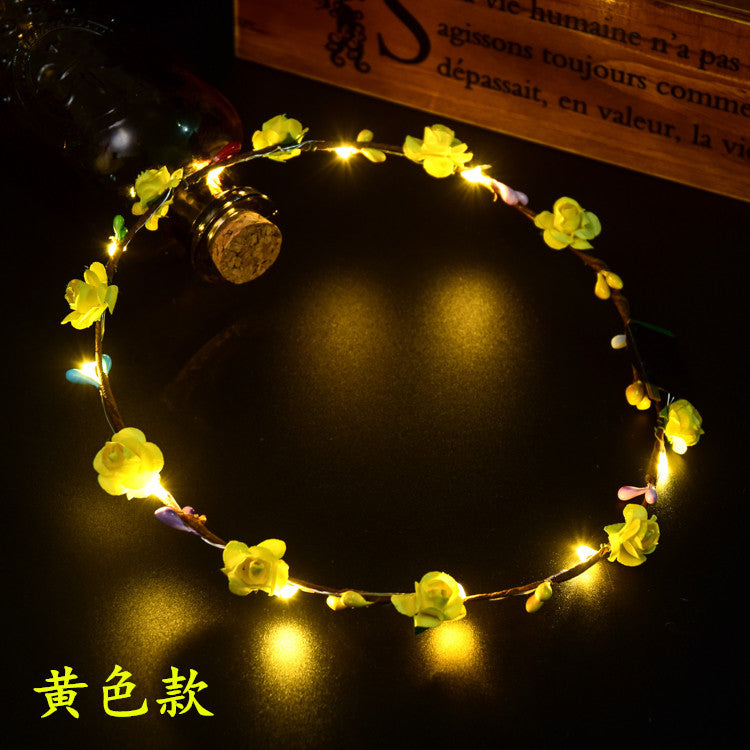 Wholesale of Wooden Luminous Flower Wreath Hairbands