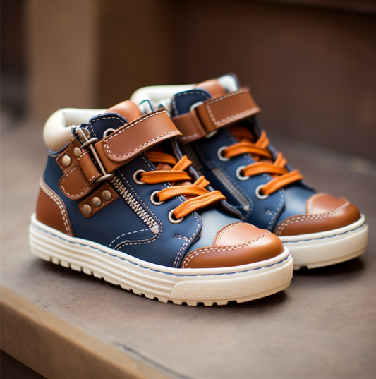 Blue-Brown Fusion Ankle-High Sneakers