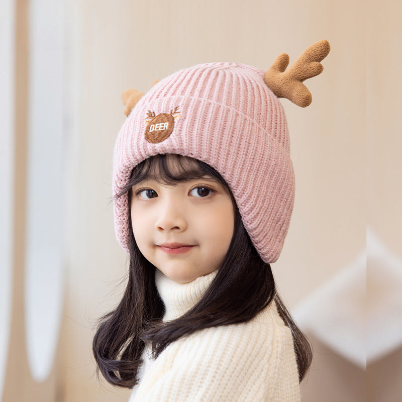 Wholesale Winter Children's Thickened Warm Ear Protection Acrylic Knitted Beanie