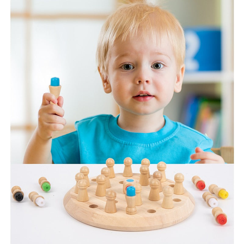 Wholesale of Children's Colored Memory Chess Wooden Puzzle Toys