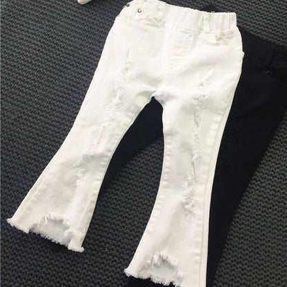 Wholesale Polyester Ripped Flared Jeans