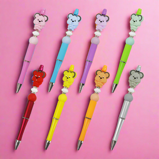 10PCS DIY Handmade Cartoon Mouse Silicone Bead Pen