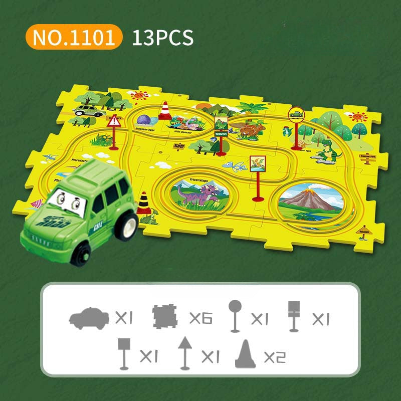 Wholesale Plastic DIY Puzzle Track Car, 3-6 Years Old, Multi-functional Assembly Car, Automatic Track