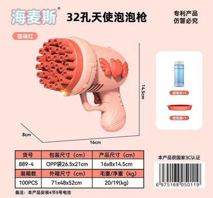 32-Hole Angel Bubble Gun Gatling Bubble Blaster