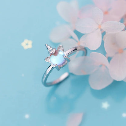 Adjustable Unicorn Moonstone Ring