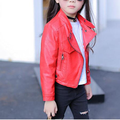 Wholesale Medium and Big Kids PU Cropped Kids Leather Jackets