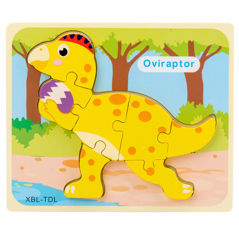 Wooden Dinosaur 3D Puzzle Jigsaw Set for Kids