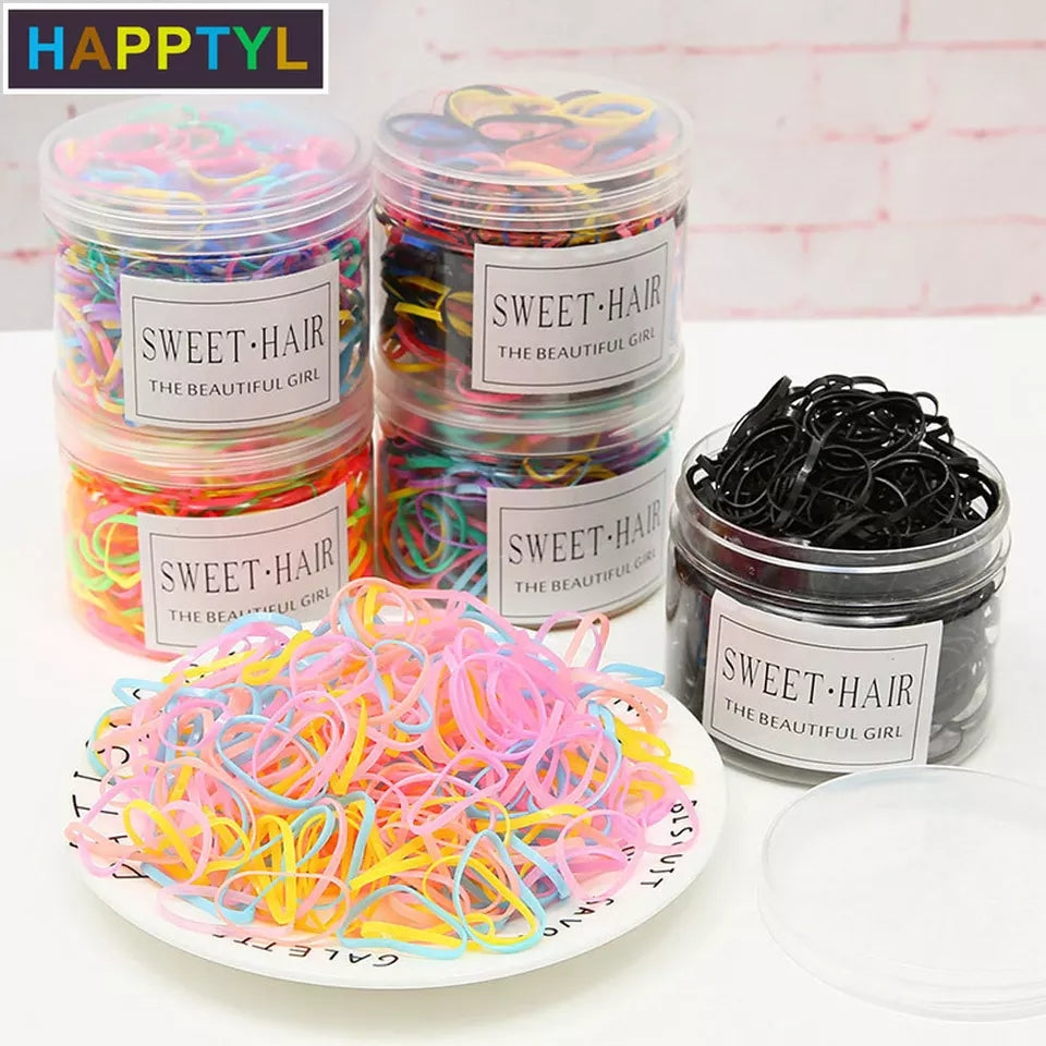 500pcs Per Cup Candy Color Elastic Hair Rings