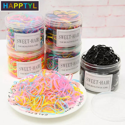 500pcs Per Cup Candy Color Elastic Hair Rings