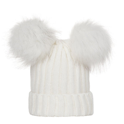 Wholesale Parent-child Hat Threaded Double Fur Ball Knitted Hat Winter Hat