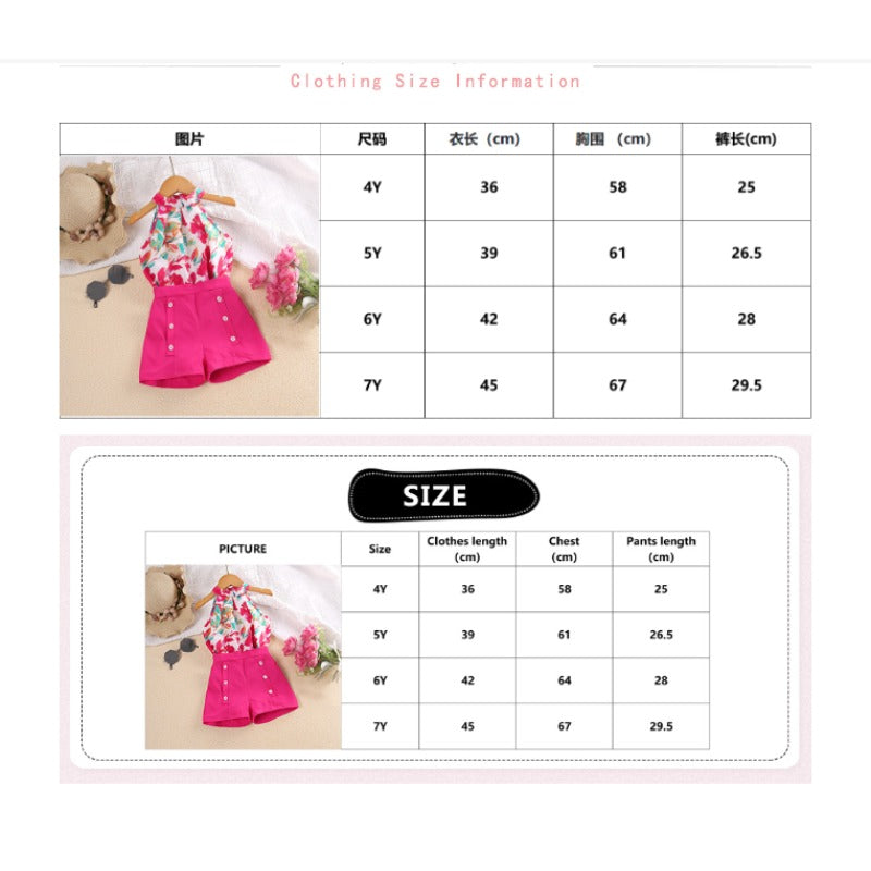 Wholesale Polyester Children's Summer Printed Halter Top Shorts