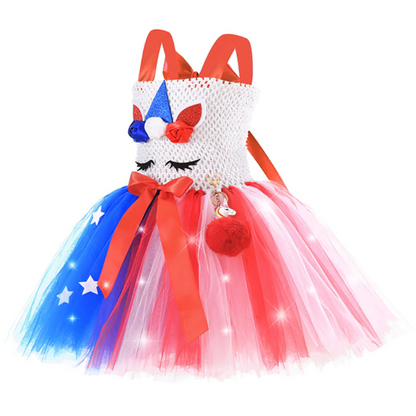 American Flag Style Girls Unicorn Tutu Dress