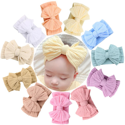 20Pcs Solid Cable Bow Baby Headbands