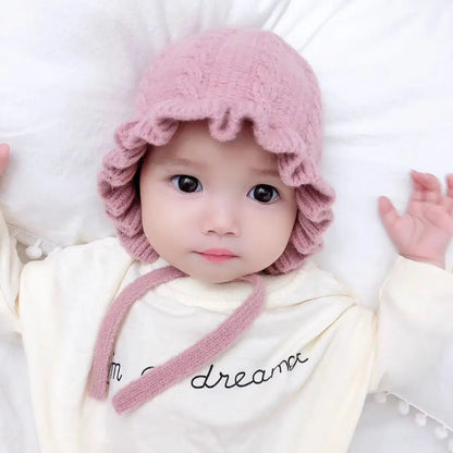 Winter Hooded Woolen Hat for Baby Girls