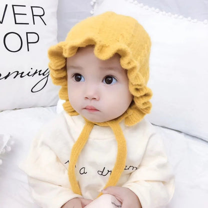 Winter Hooded Woolen Hat for Baby Girls