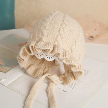 Winter Hooded Woolen Hat for Baby Girls