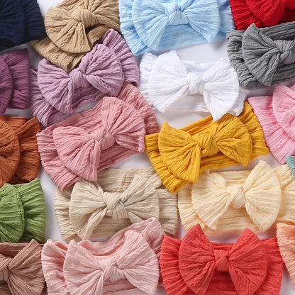 20Pcs Solid Cable Bow Baby Headbands