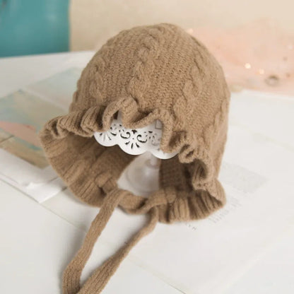 Winter Hooded Woolen Hat for Baby Girls