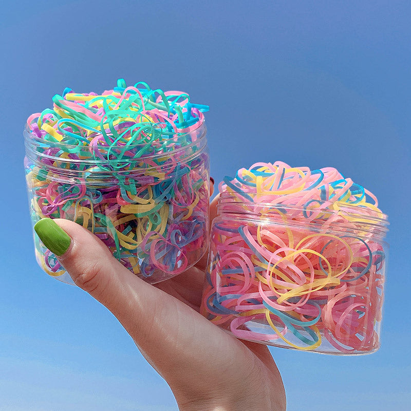 500pcs Per Cup Candy Color Elastic Hair Rings